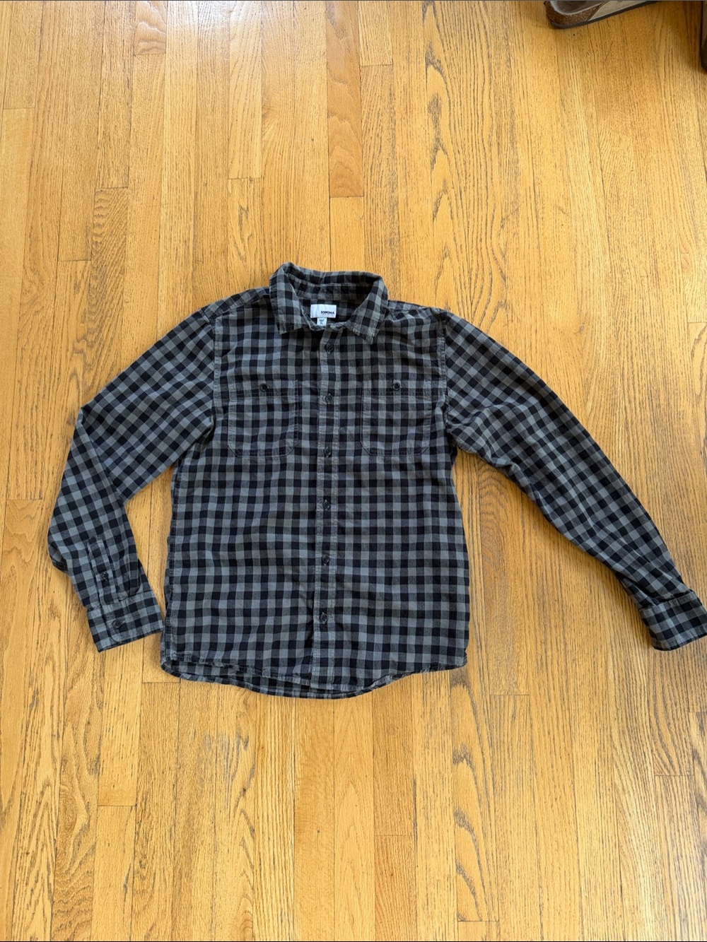Boys Black & Gray Plaid Button-Up Shirt